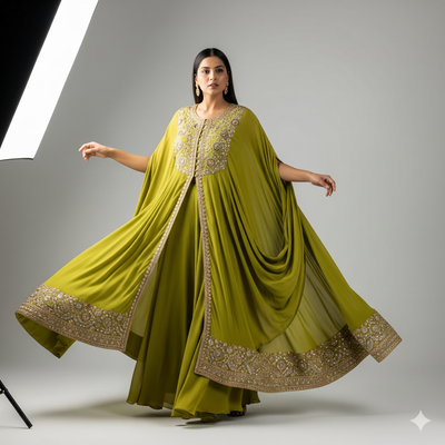 TRENDING WEDDING WEAR THREE PIECE BLOUSE,SKIRT AND SHRUGE WITH SEQUANCE EMBROIDERY WORK