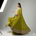 TRENDING WEDDING WEAR THREE PIECE BLOUSE,SKIRT AND SHRUGE WITH SEQUANCE EMBROIDERY WORK