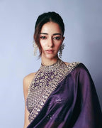 Violet Jimmy Choo Silk Sequin Work Party Wear Saree