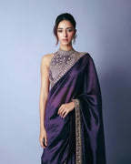 Violet Jimmy Choo Silk Sequin Work Party Wear Saree