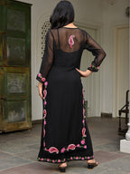 Black Georgette Embroidered Kurta Pant Set for Women | Stylish Ethnic Co-Ord Set | Floral & Paisley Work Kurti Set |