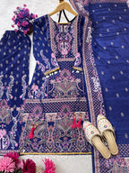 PURE CHINON SILK WORK DIGITAL PRINT WITH HAND WORK WITH FANCY LATKAN
