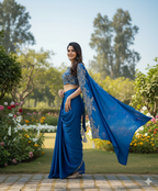 NEW THREE PIECE INDO-WESTERN READY TO WEAR DRAPED PLATED DHOTI WITH BLOUSE,KOTI