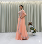Ethereal Mix Pastel Cape Style Co-Ord with Hand Embroidery & Draped Bottoms