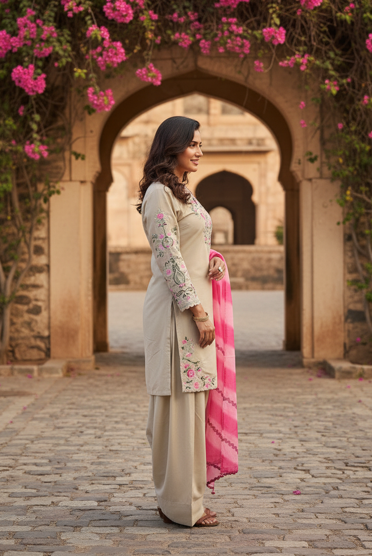 FESTIVAL SPECIAL PRIMIUM HEAVY EMBROIDERY SEQUENCE WORK TOP PENT WITH DUPATTA SET (Copy)