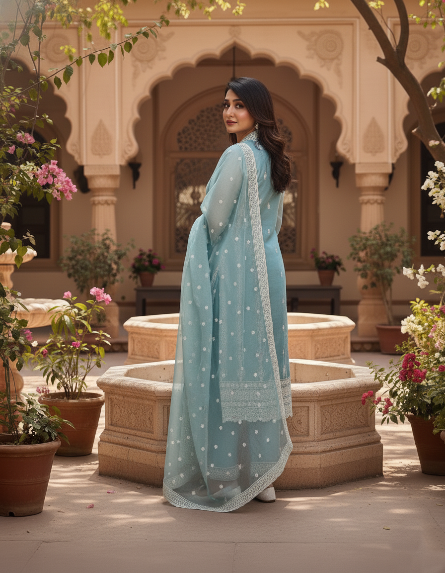 New Women Ethnic Wear Women Silk Kurta Pant Dupatta Set