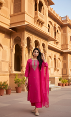 Classic Women’s Pink Kurta Pent Dupatta Set