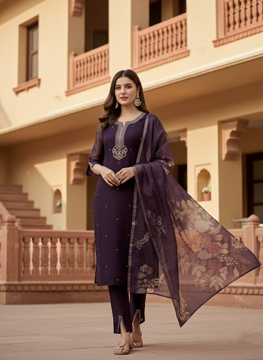 wedding kurta set women heavy kurta set chanderi silk kurti set