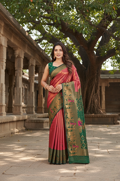 The Regal c& Emerald Banarasi Silk Saree