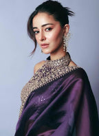 Violet Jimmy Choo Silk Sequin Work Party Wear Saree