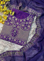 Violet Jimmy Choo Silk Sequin Work Party Wear Saree