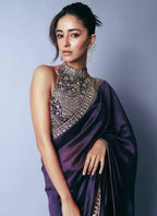 Violet Jimmy Choo Silk Sequin Work Party Wear Saree