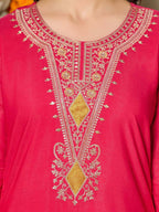 Blush Pink Embroidered Kurta Set with Vibrant Dupatta