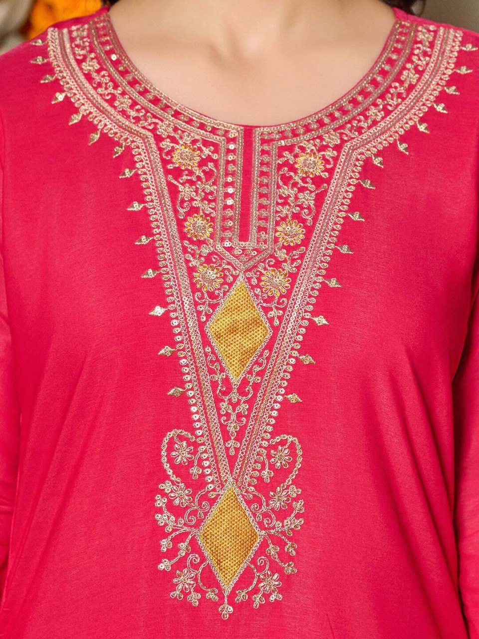 Blush Pink Embroidered Kurta Set with Vibrant Dupatta