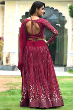 Stylish Red Embroidered Lehenga for Weddings & Parties