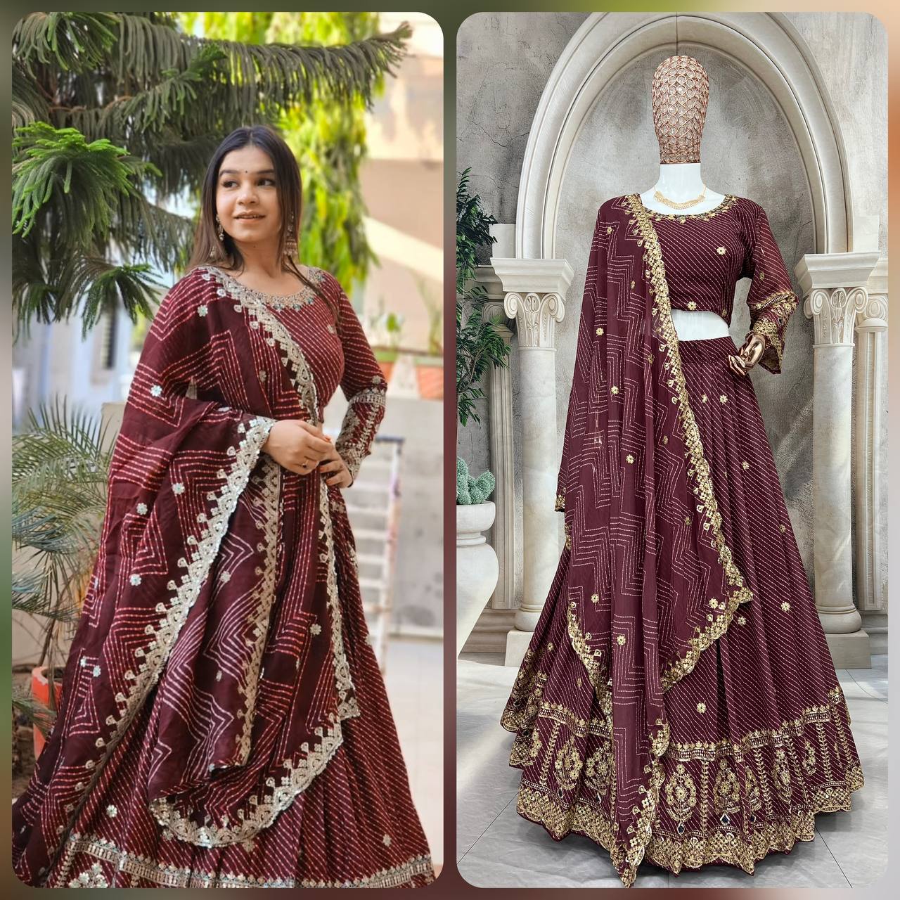 Classic Maroon Ethnic Lehenga Choli for Wedding & Celebrations