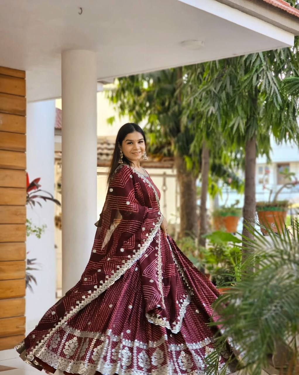 Classic Maroon Ethnic Lehenga Choli for Wedding & Celebrations