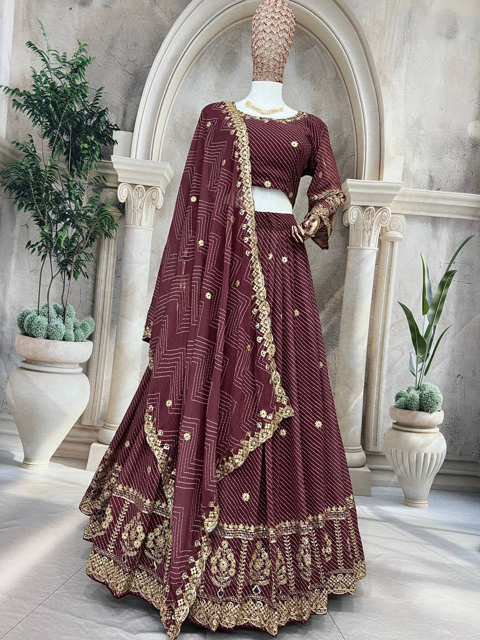 Classic Maroon Ethnic Lehenga Choli for Wedding & Celebrations