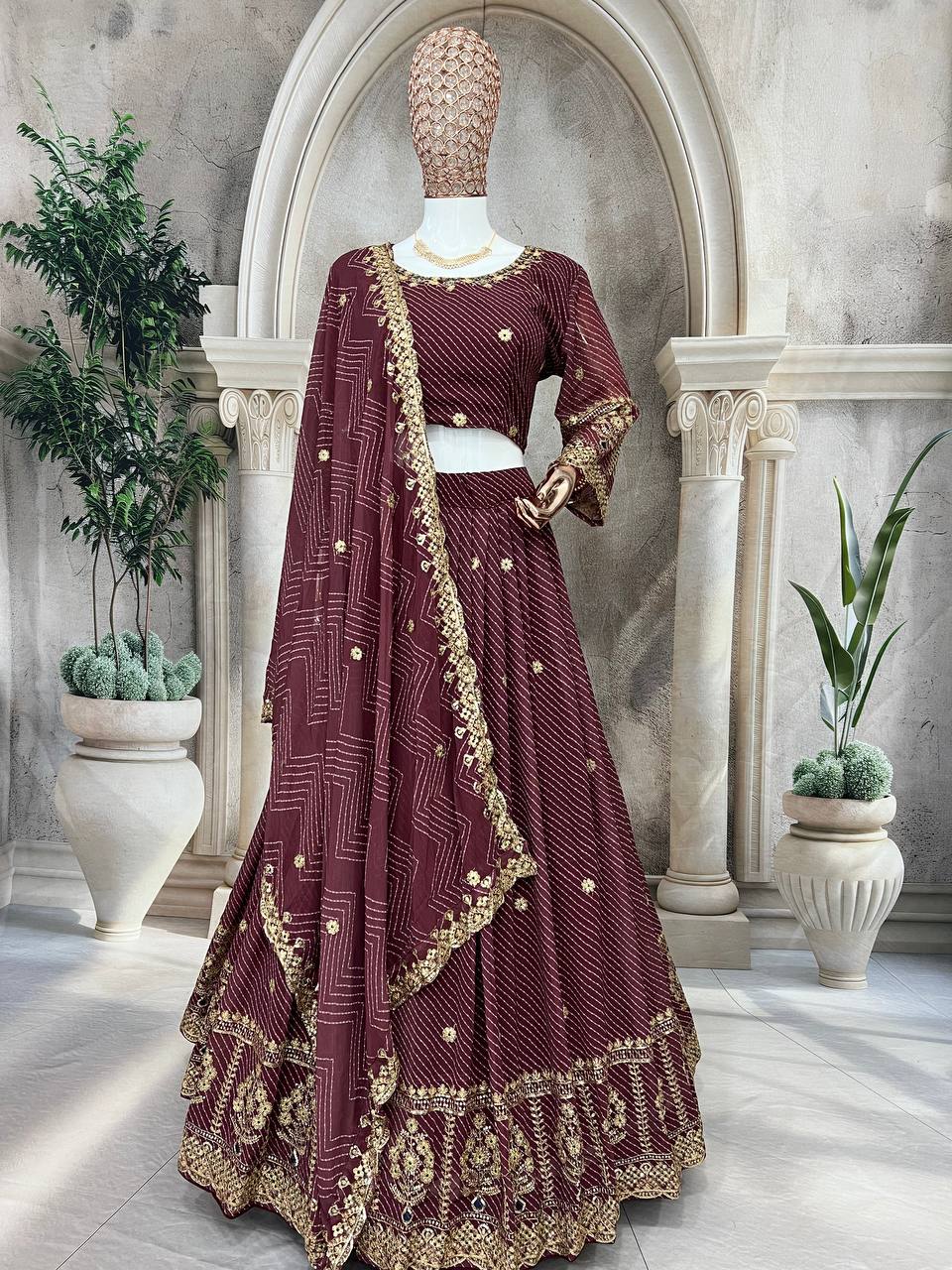 Classic Maroon Ethnic Lehenga Choli for Wedding & Celebrations