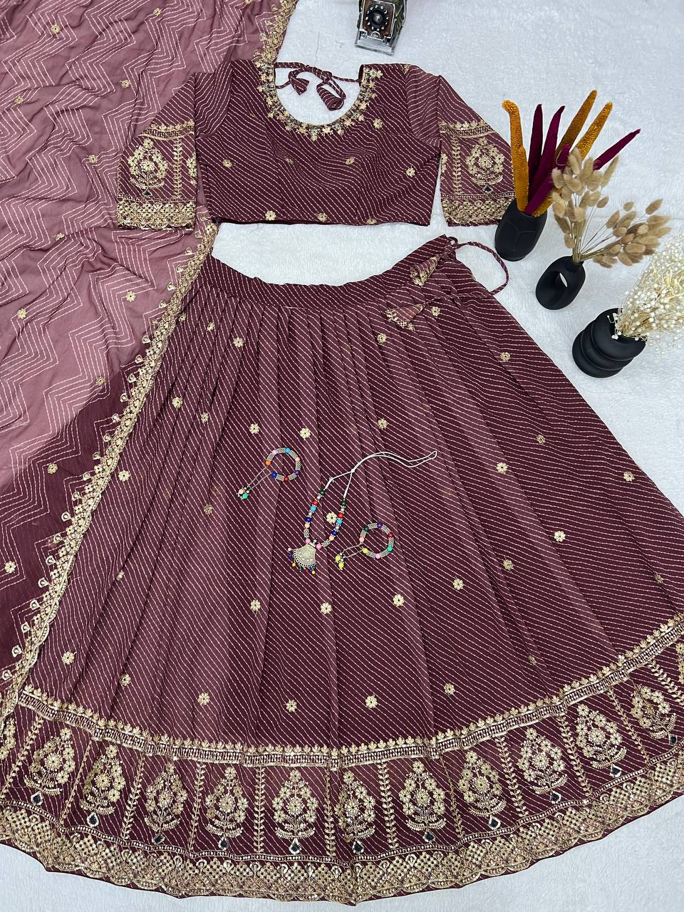 Classic Maroon Ethnic Lehenga Choli for Wedding & Celebrations