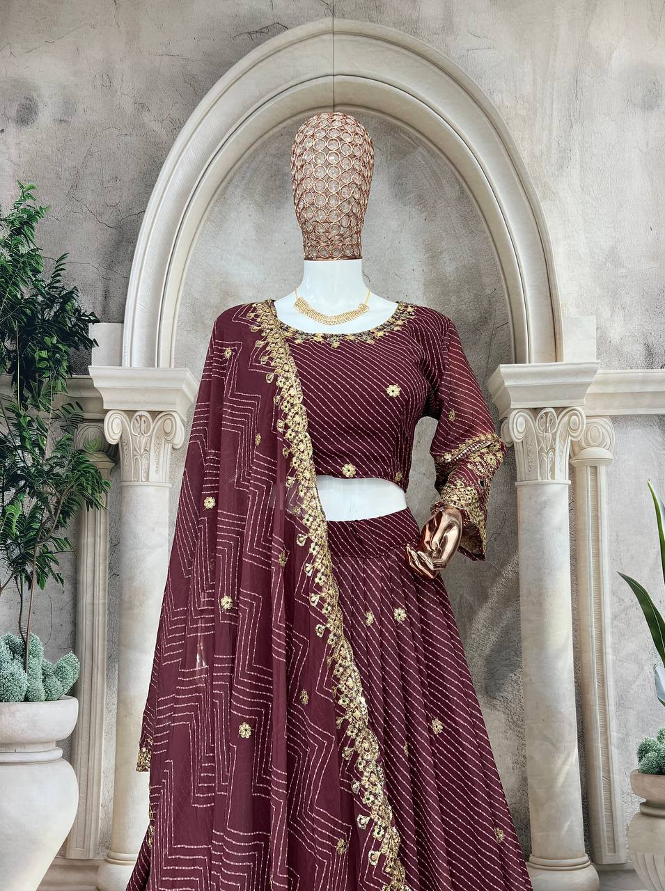Classic Maroon Ethnic Lehenga Choli for Wedding & Celebrations
