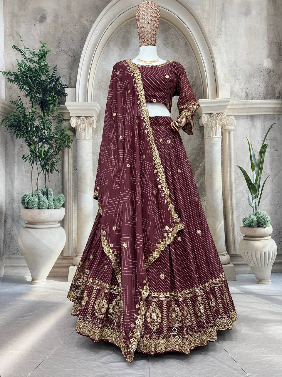 Classic Maroon Ethnic Lehenga Choli for Wedding & Celebrations