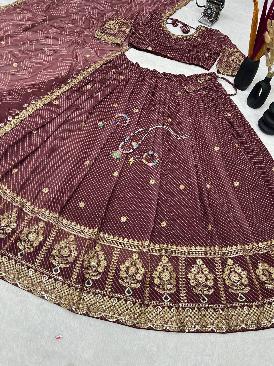 Classic Maroon Ethnic Lehenga Choli for Wedding & Celebrations