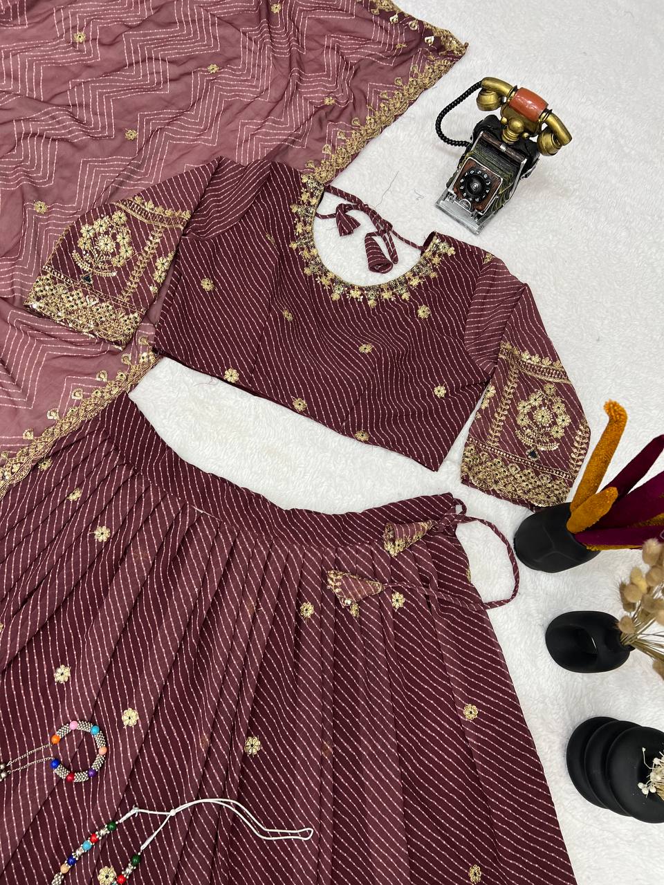 Classic Maroon Ethnic Lehenga Choli for Wedding & Celebrations