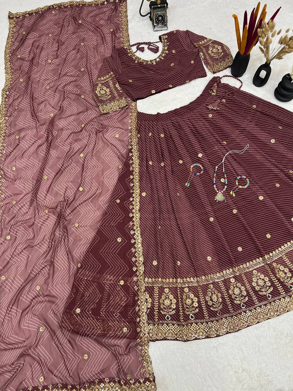 Classic Maroon Ethnic Lehenga Choli for Wedding & Celebrations