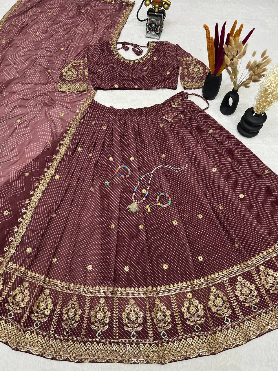 Classic Maroon Ethnic Lehenga Choli for Wedding & Celebrations