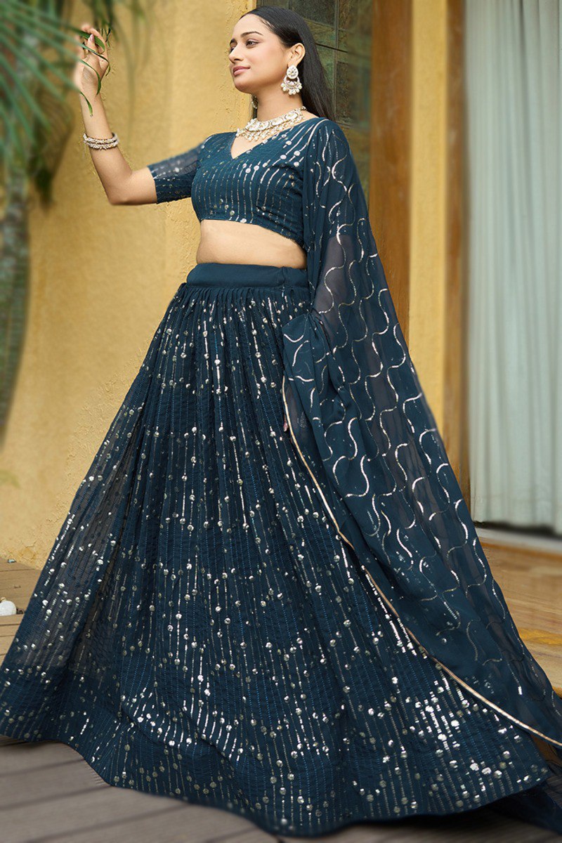 Exclusive Navy Blue Designer Lehenga for Weddings & Parties