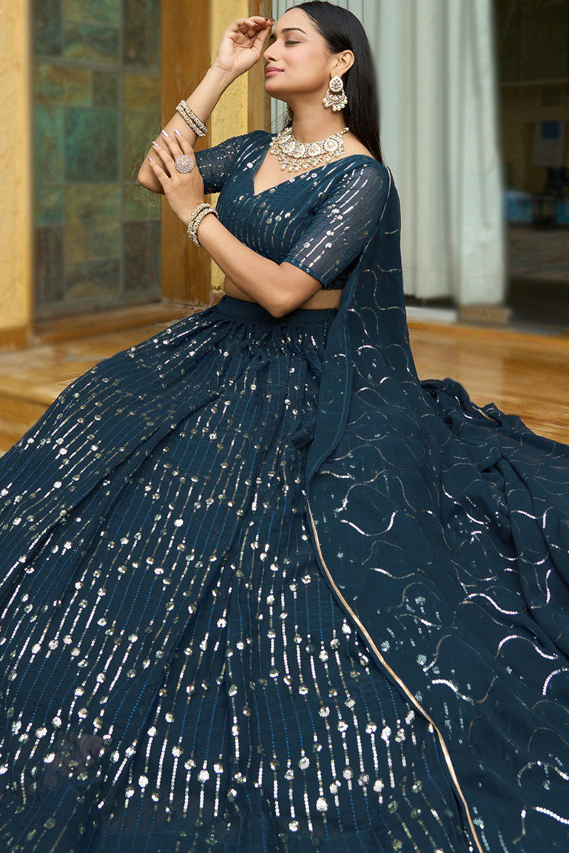 Exclusive Navy Blue Designer Lehenga for Weddings & Parties