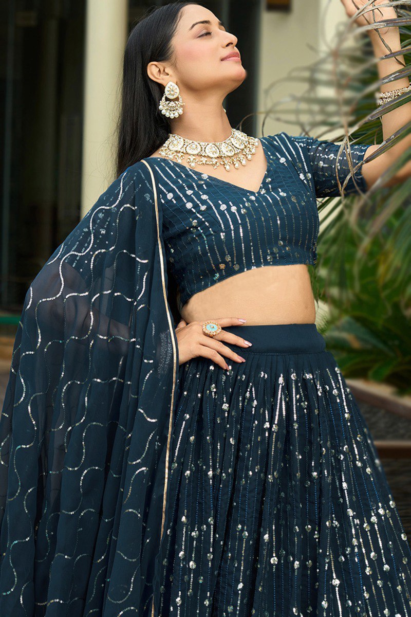 Exclusive Navy Blue Designer Lehenga for Weddings & Parties