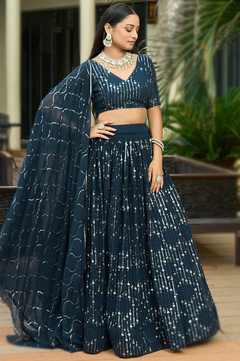 Exclusive Navy Blue Designer Lehenga for Weddings & Parties