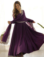 Designer Floor-Length Purple Gown Style Anarkali for Women