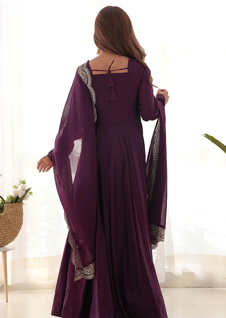 Designer Floor-Length Purple Gown Style Anarkali for Women