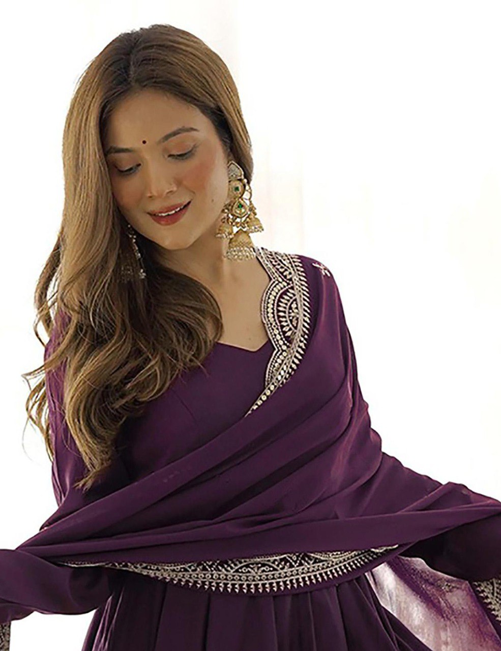 Designer Floor-Length Purple Gown Style Anarkali for Women