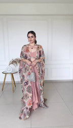 DESIGNER FANCY WESTERN STYLE FIONA SILK PRINTED AND COIN LACE WORK KOTI, CHOLI WITH WESTERN BOTTOM