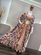 DESIGNER FANCY WESTERN STYLE FIONA SILK PRINTED AND COIN LACE WORK KOTI, CHOLI WITH WESTERN BOTTOM