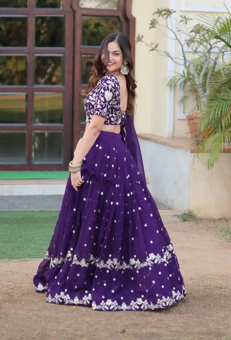 Exclusive Velour Violet Wedding Lehenga