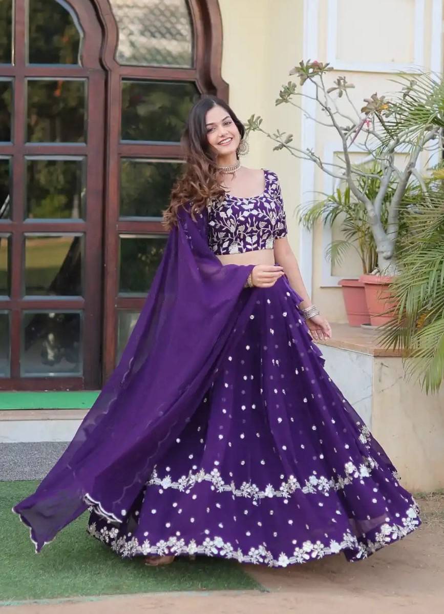 Exclusive Velour Violet Wedding Lehenga