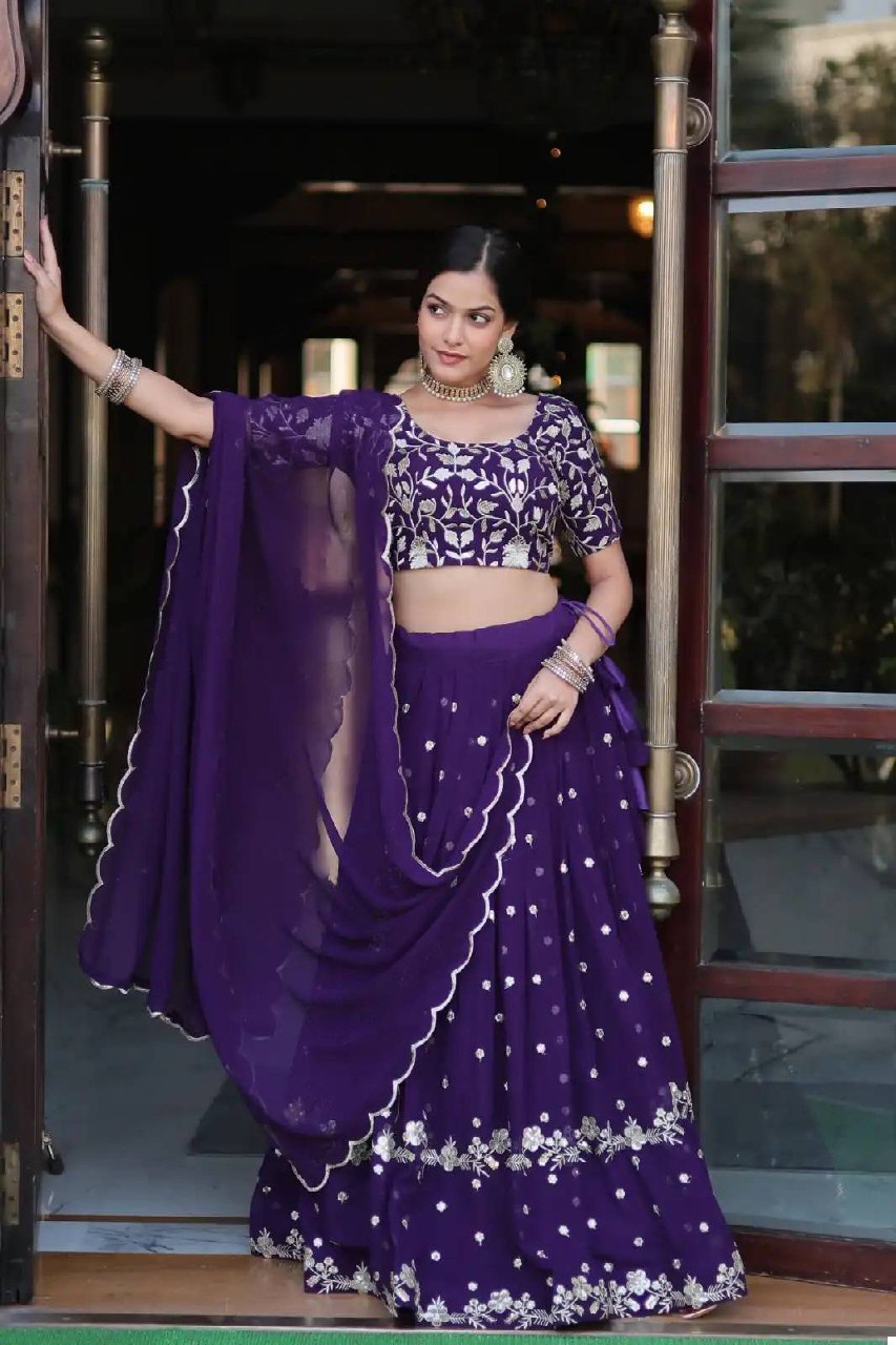 Exclusive Velour Violet Wedding Lehenga