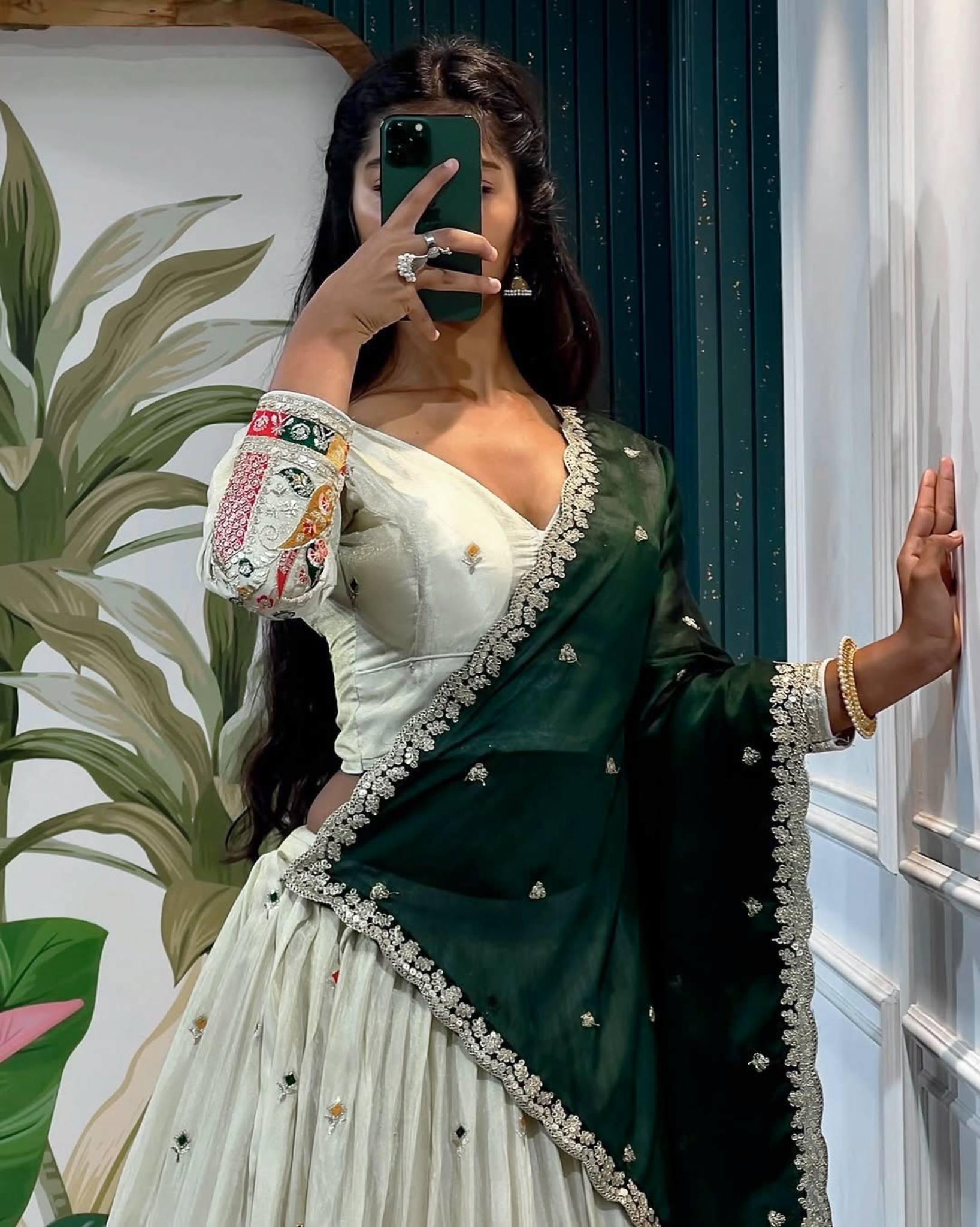 Premium White Bridal & Festive Lehenga Set with Contrast Dupatta