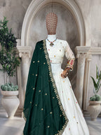 Premium White Bridal & Festive Lehenga Set with Contrast Dupatta