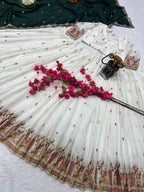 Premium White Bridal & Festive Lehenga Set with Contrast Dupatta