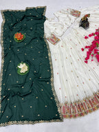 Premium White Bridal & Festive Lehenga Set with Contrast Dupatta