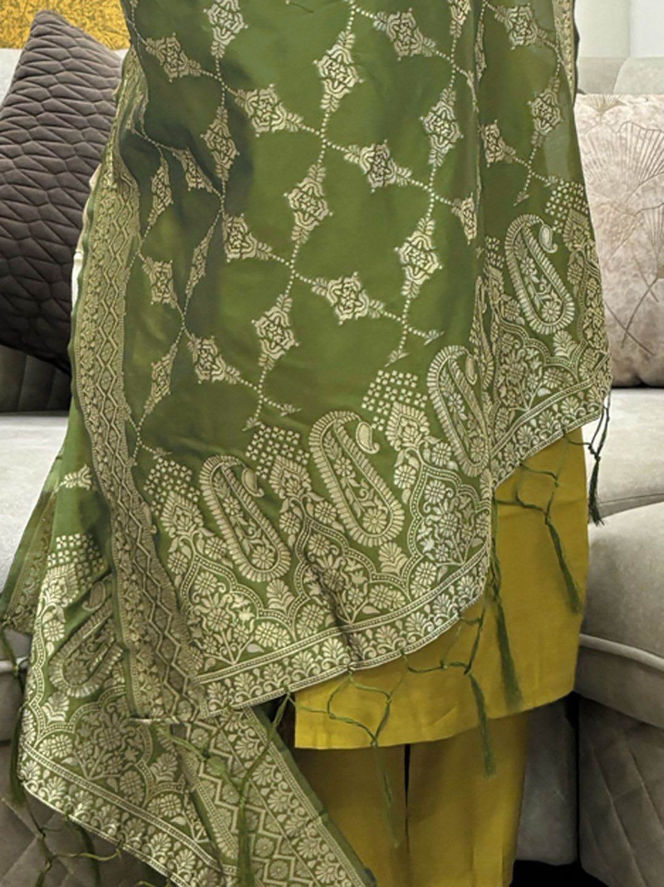 Embroidered Kurta Set with Banarasi Zari Woven Dupatta