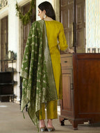 Embroidered Kurta Set with Banarasi Zari Woven Dupatta