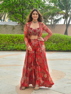 Bollywood Style Georgette Sharara Set with Shrug – Glamorous Party & Wedding Wear