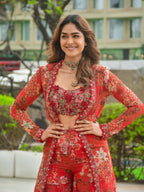 Bollywood Style Georgette Sharara Set with Shrug – Glamorous Party & Wedding Wear